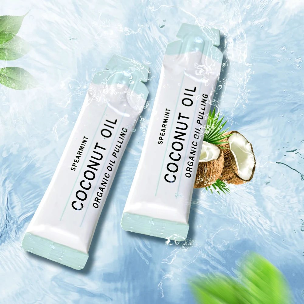Отбеливание зубов кокосом для домашнего использования, отбеливание рта, кокосовое масло мятного цвета