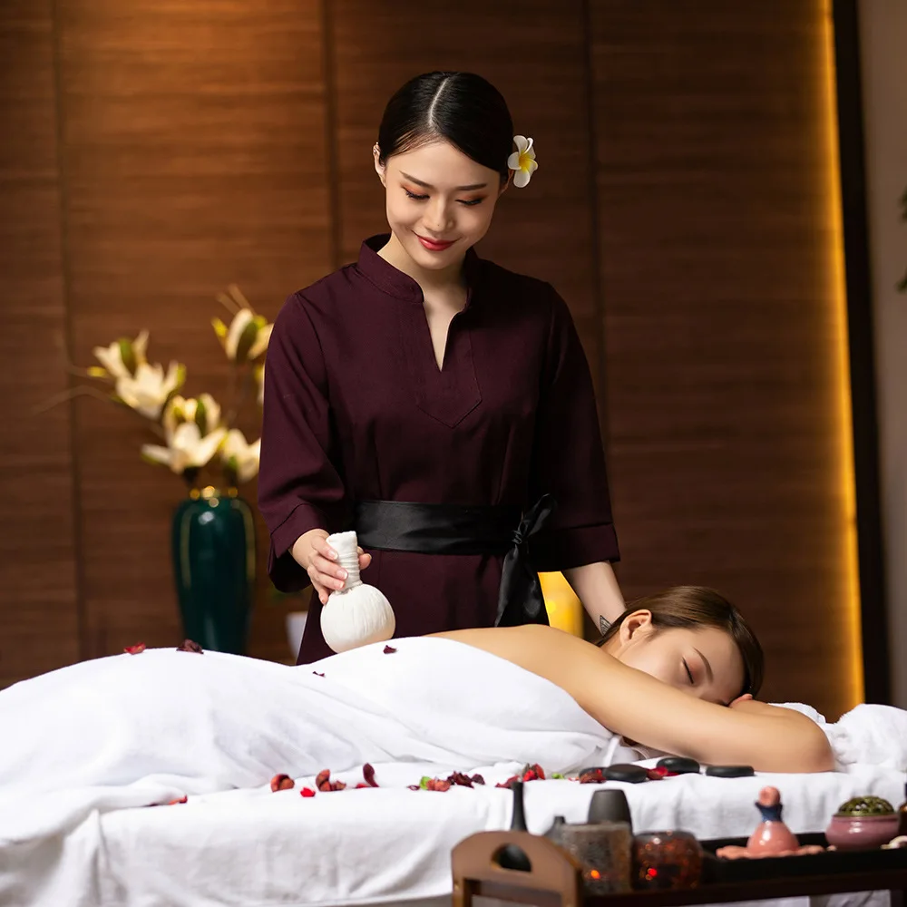 Spa tunic clothes hotel beauty salon foot bath uniforms set womens massage thai spa uniform