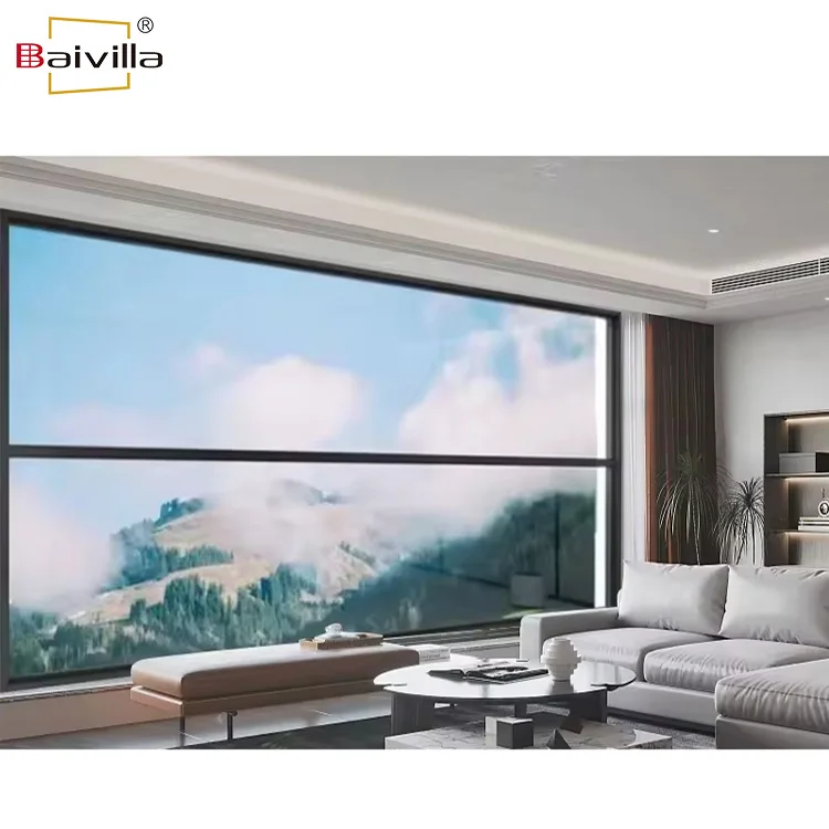 Электрические подъемные окна и двери Baivilla алюминиевые двойные стеклянные Вертикальные Раздвижные гильотинные оконные системы