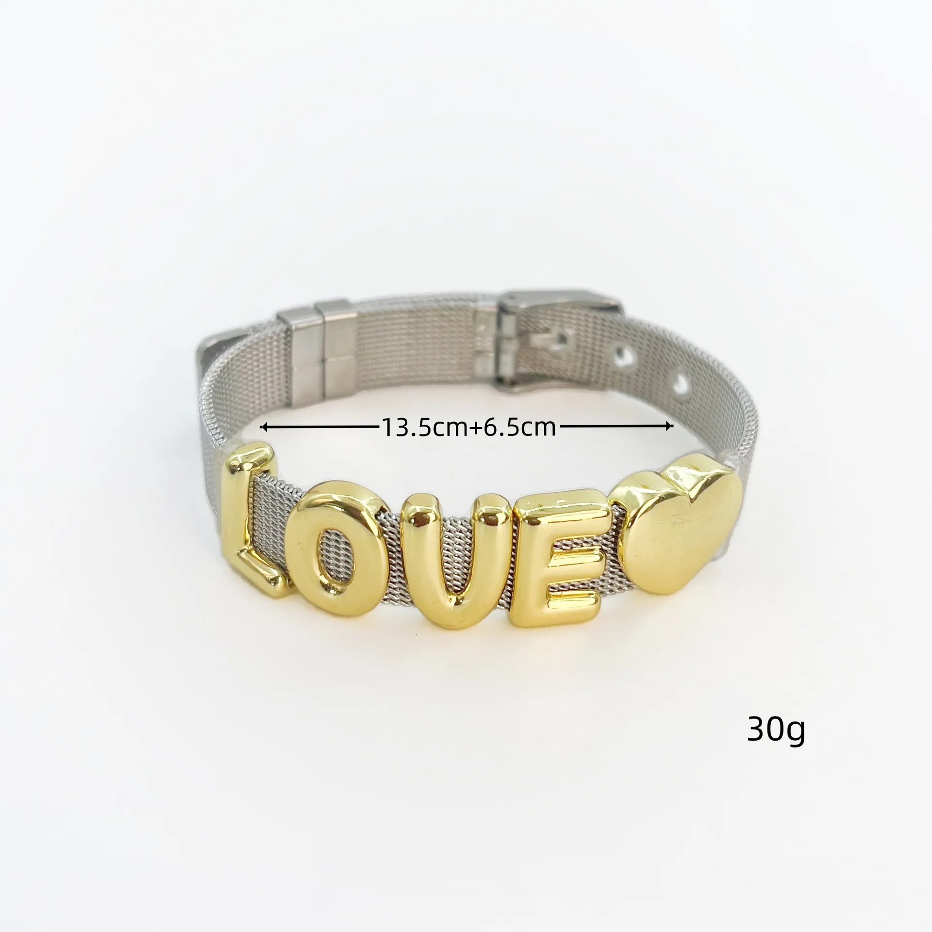 Qiuhan Letter A-Z Zirconium Adjustable Mesh Watch Bracelet Custom Name Bracelet