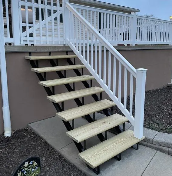 Outerdoor Easy DIY Outdoor Garden Wooden Stair 5-Step Steel Stringer Stair Riser