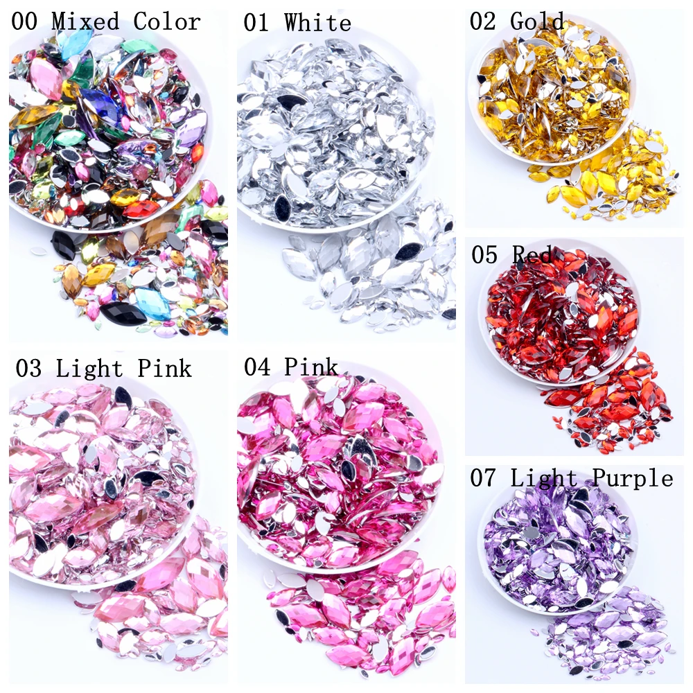Wholesale Acrylic Flat Back Rhinestones 3x6mm 10000pcs Marquise Earth Facets Dress DIY Jewelry Nails Art Charms Acrylic Gem