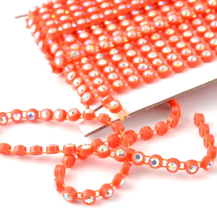 
Hot sales ss8,ss6 cheap AB crystal plastic rhinestone banding trimming 