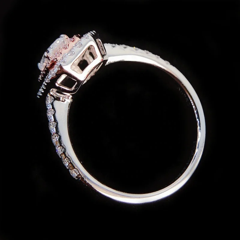 Свет ювелирных изделий класса люкс High-end GIA розовым алмазом VS 0 32 карат цельное серебро 18K бриллиантовое кольцо для женщин