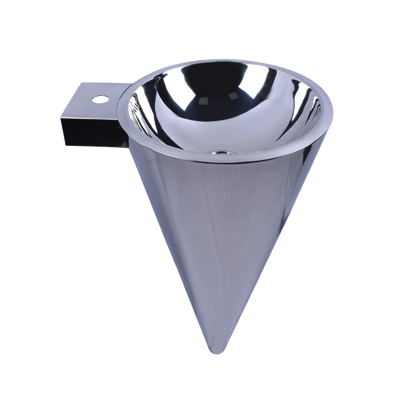 Free Standing  Cone Shaped Stainless Steel Washbasin Sinks
