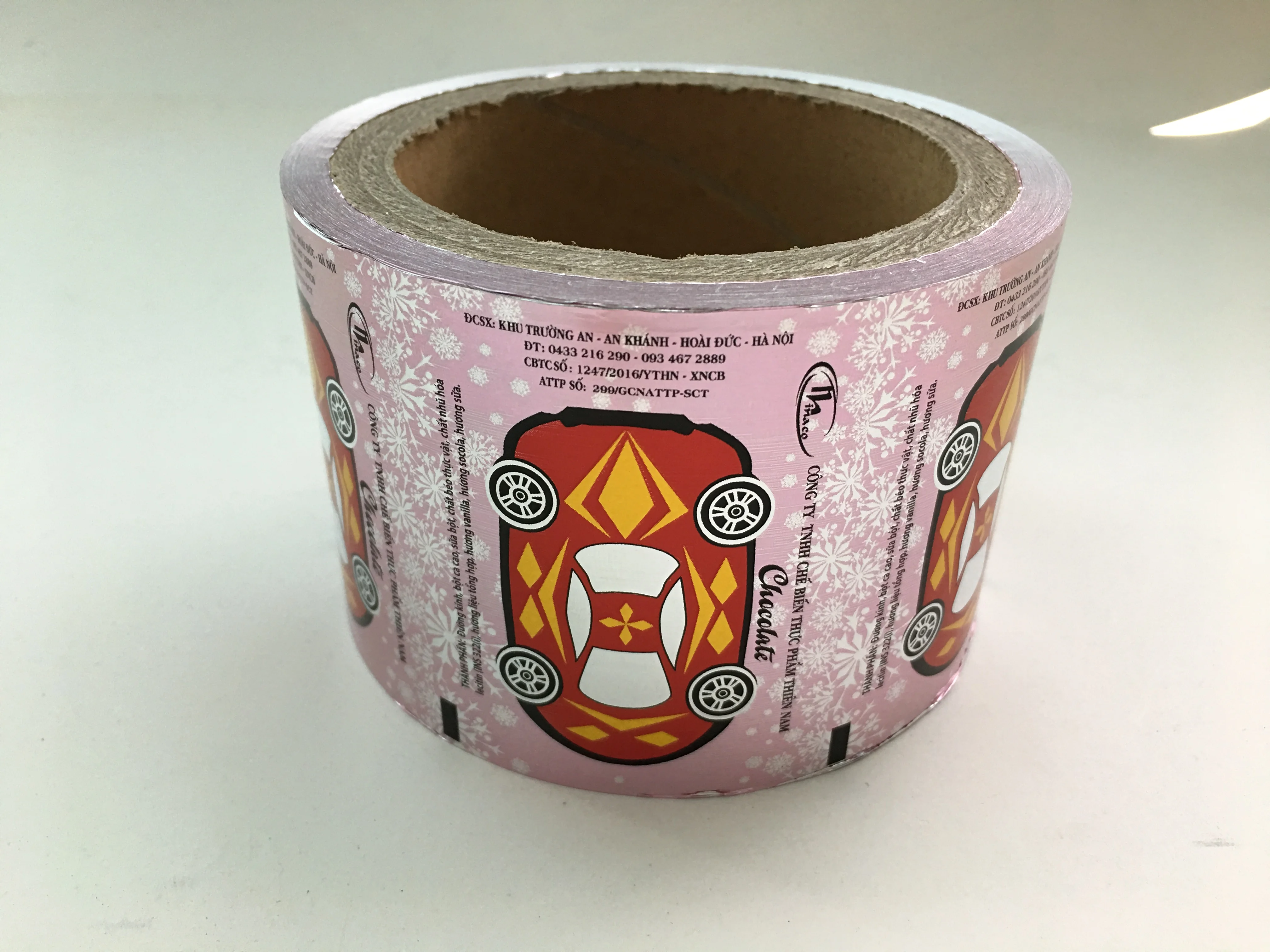 logo print aluminum foil roll in box with window