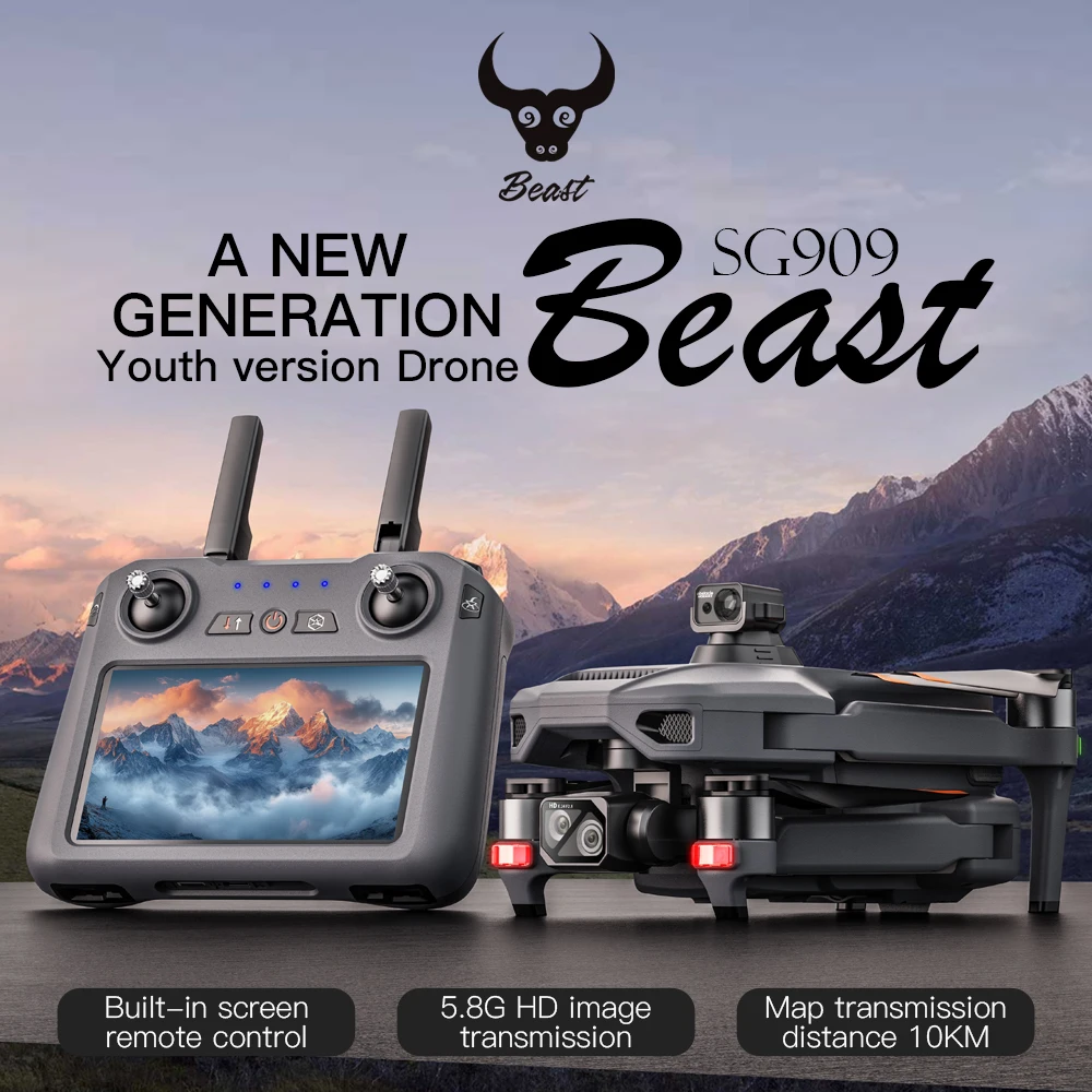 Newest SG909 4K Drones GPS 5G WiFi Foldable Quad Copter Obstacle Avoidance Optional Touchscreen Remote Controls 10Km Plastic Pro
