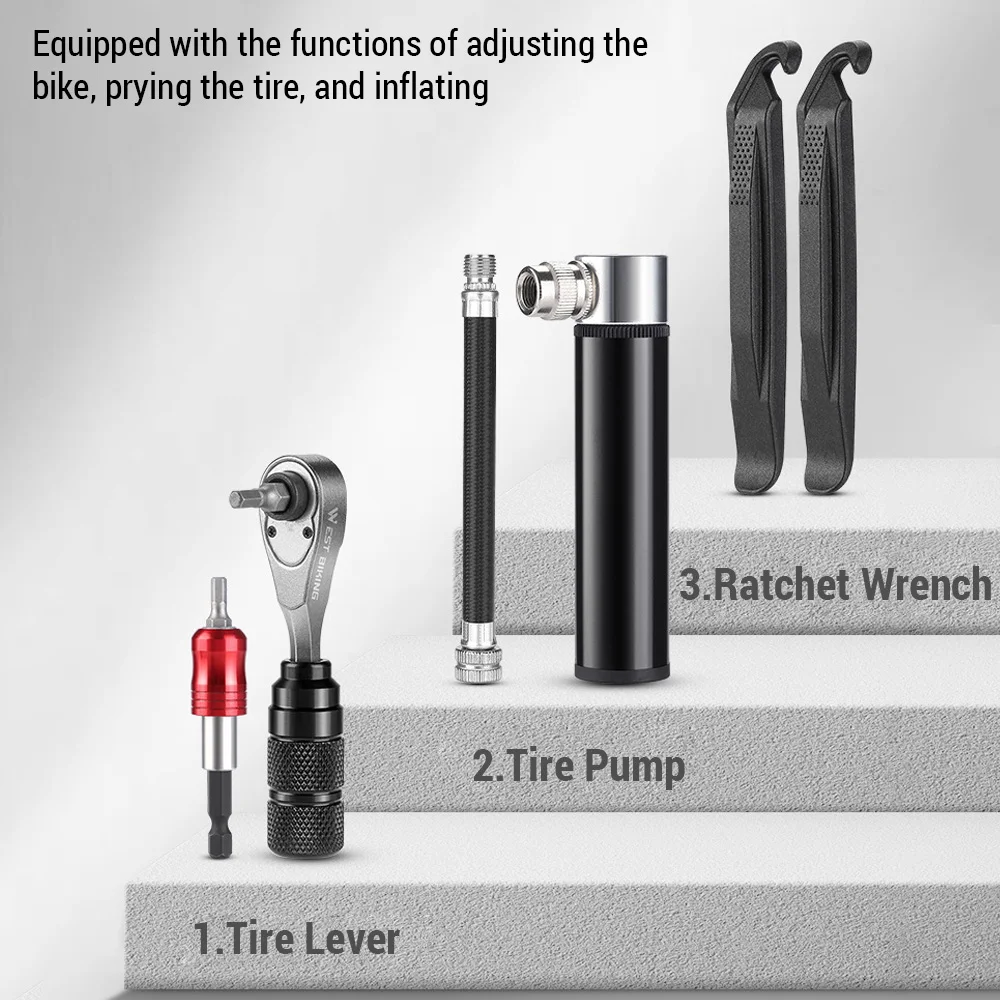 16 pcs Ratchet Wrenches Bike Repair Tool Kit  Multi-Functional Ideal for Bike Maintenance and Repairs Bicycle Tools