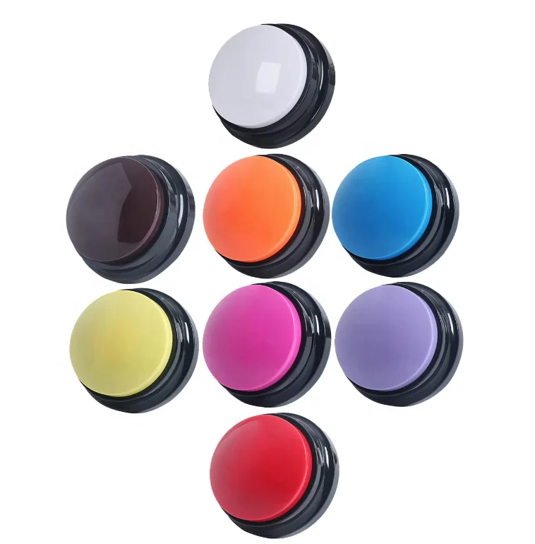 Set of 4 Funny Easy Talking Buttons Custom Speaking Sound Button Dog Talk Buzzer Battery Customized Plastic Toys Round