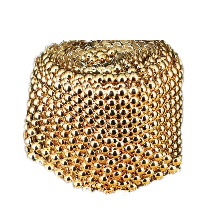 
Stylish 12 row gold bead trimming mesh rhinestone bows ribbon for button decoration 