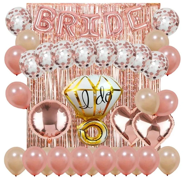 
High Quality Bride Balloon Banner Rose gold Champagne Bottle Balloon Bridal shower Balloon Kit Bachelorette Party Decorations 