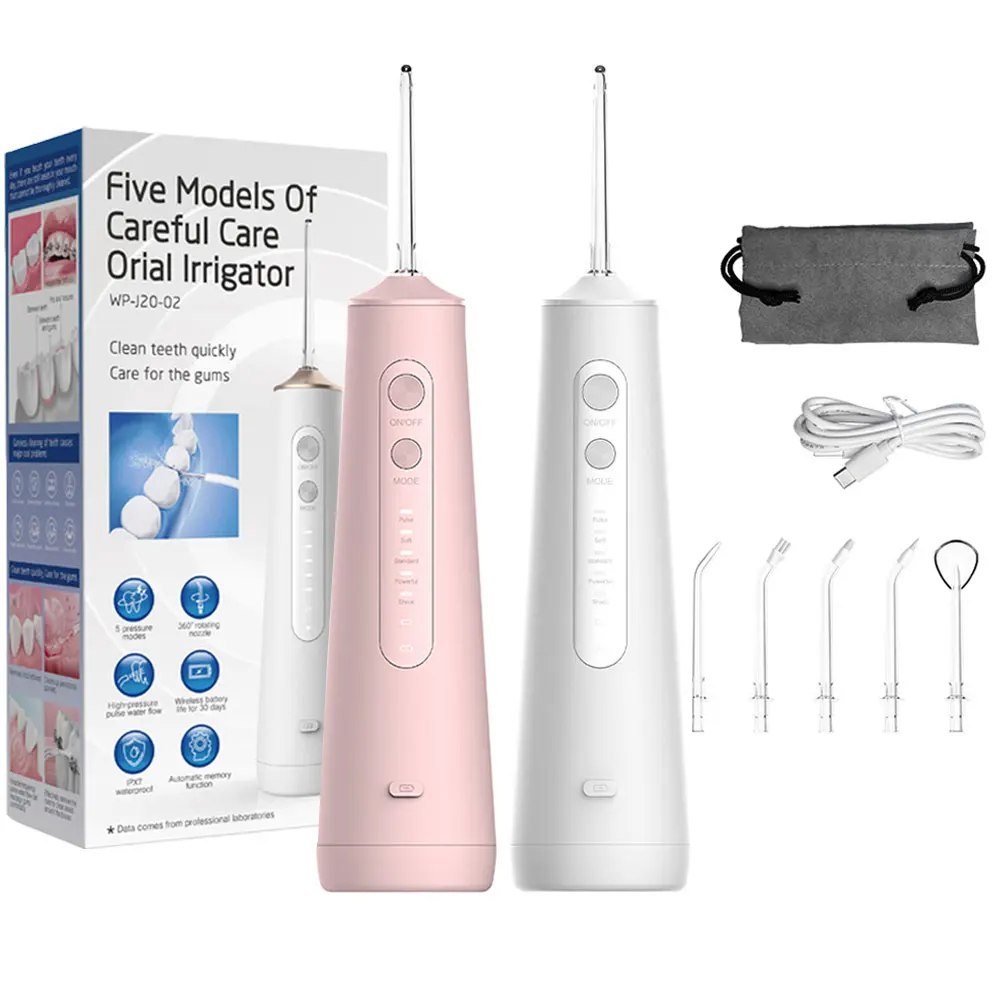 Wholesale Waterproof IPX7 Dental Oral Irrigator 5 Modes Portable 245ML Electric Rechargeable Cordless Water Flosser for Teeth