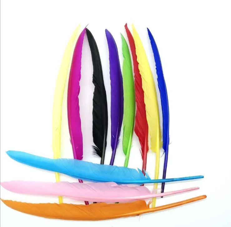 DIY Wholesale plume hot selling points bird black pink white blue carnival Cheap Wing feathers goose feather for sale