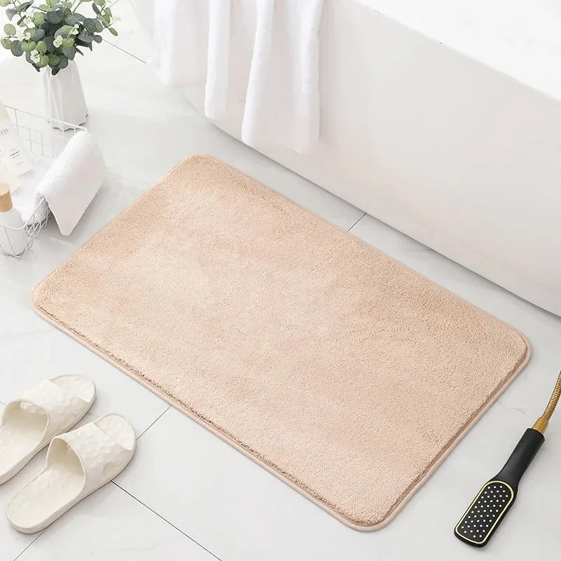 Plush thickened bathroom absorbent floor mat non-slip foot rug entrance door mat bedroom living room entrance carpet camel