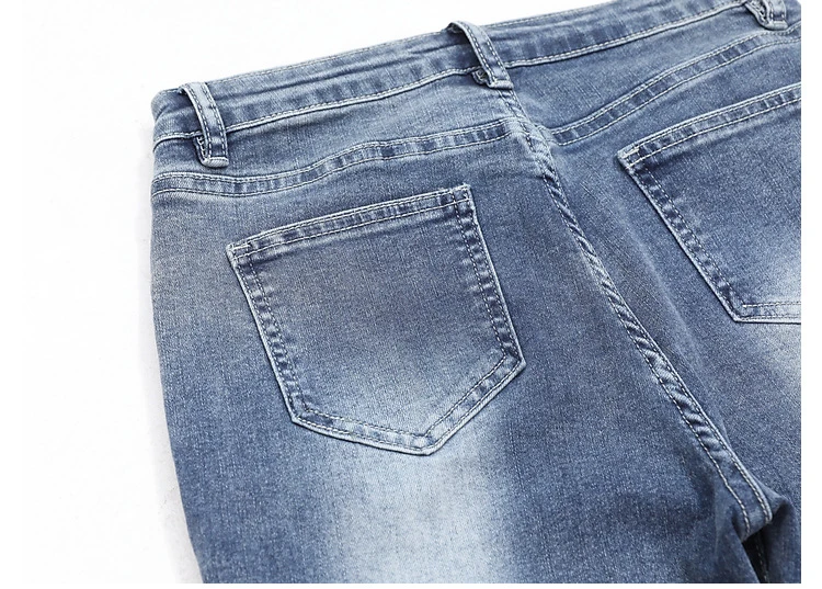 High Quality Wide Flared Ripped Casual Custom Fashion OEM Hip Hop Jeans Men