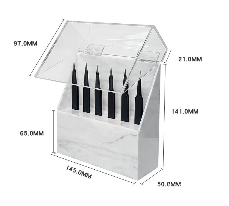 White Acrylic Eyelash Tools Tweezer Display box  6pcs Acrylic Tweezer Holder organizer