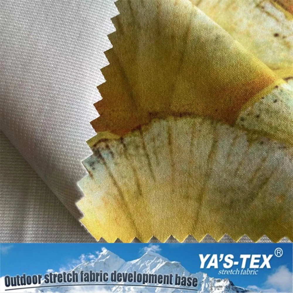 
Print fabric laminated PTFE membrane bonded tricot Polyester fabric waterproof for outdoor garment 