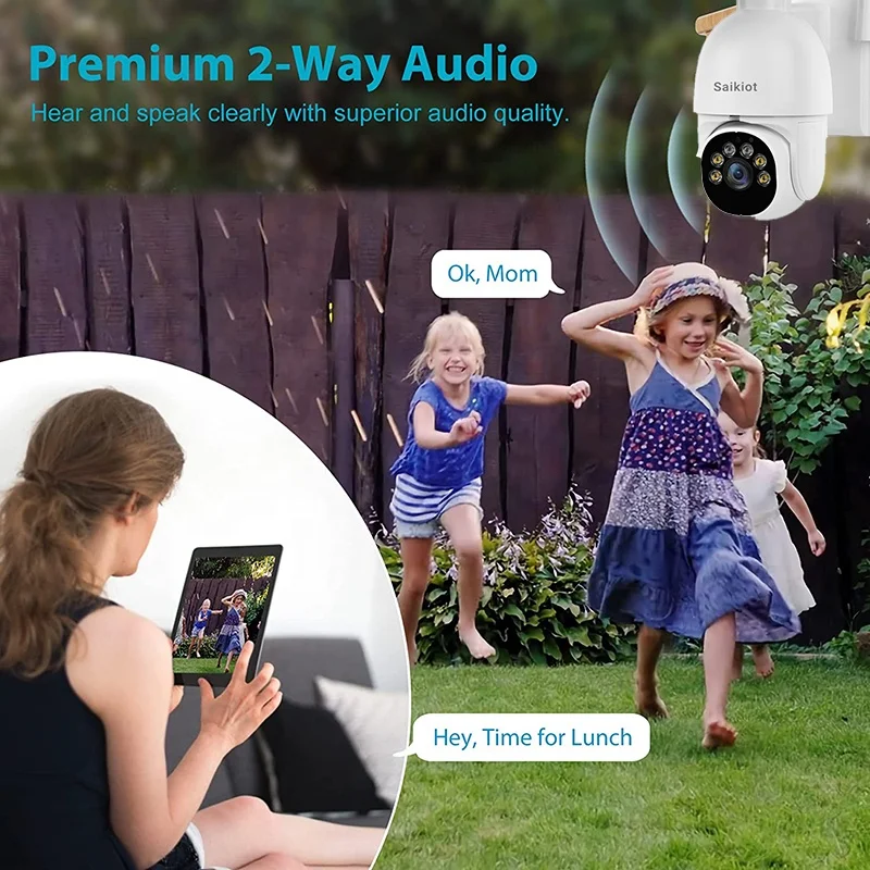 Saikiot Factory New Solar Camera 3MP with Motion Detection and Two Way Audio Support 2.4G WIFI Waterproof