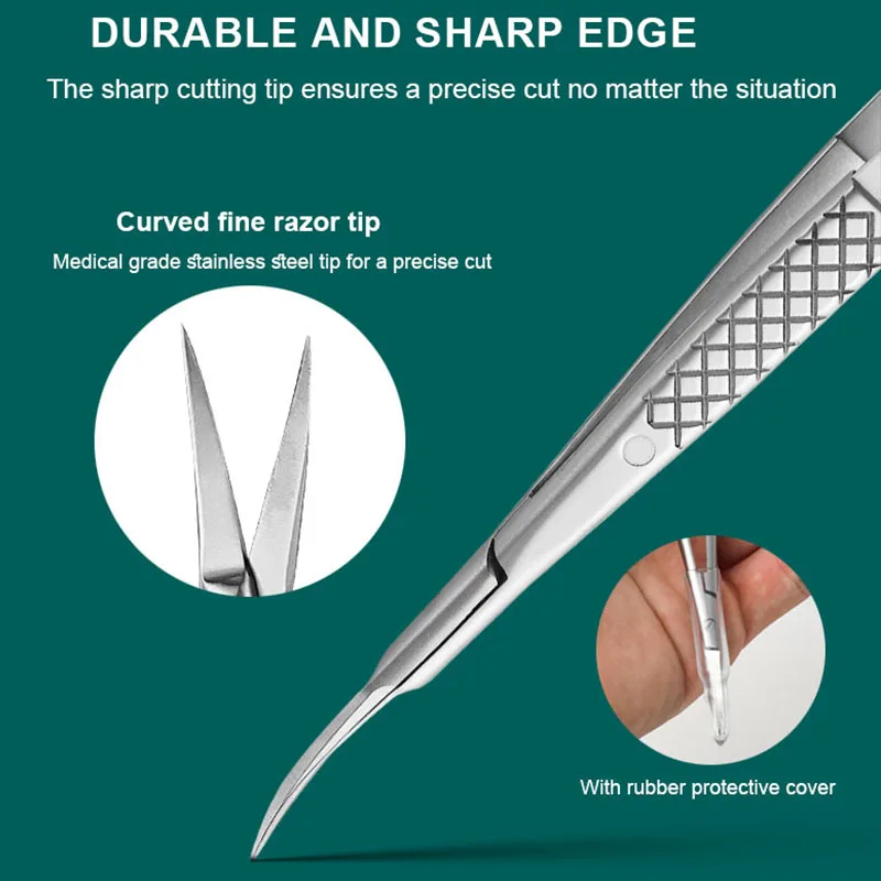 New Manicure Spring Action Embroidery Scissor Extra Sharp Russian Curve Cuticle Micro Scissors For Eyebrow Trimming