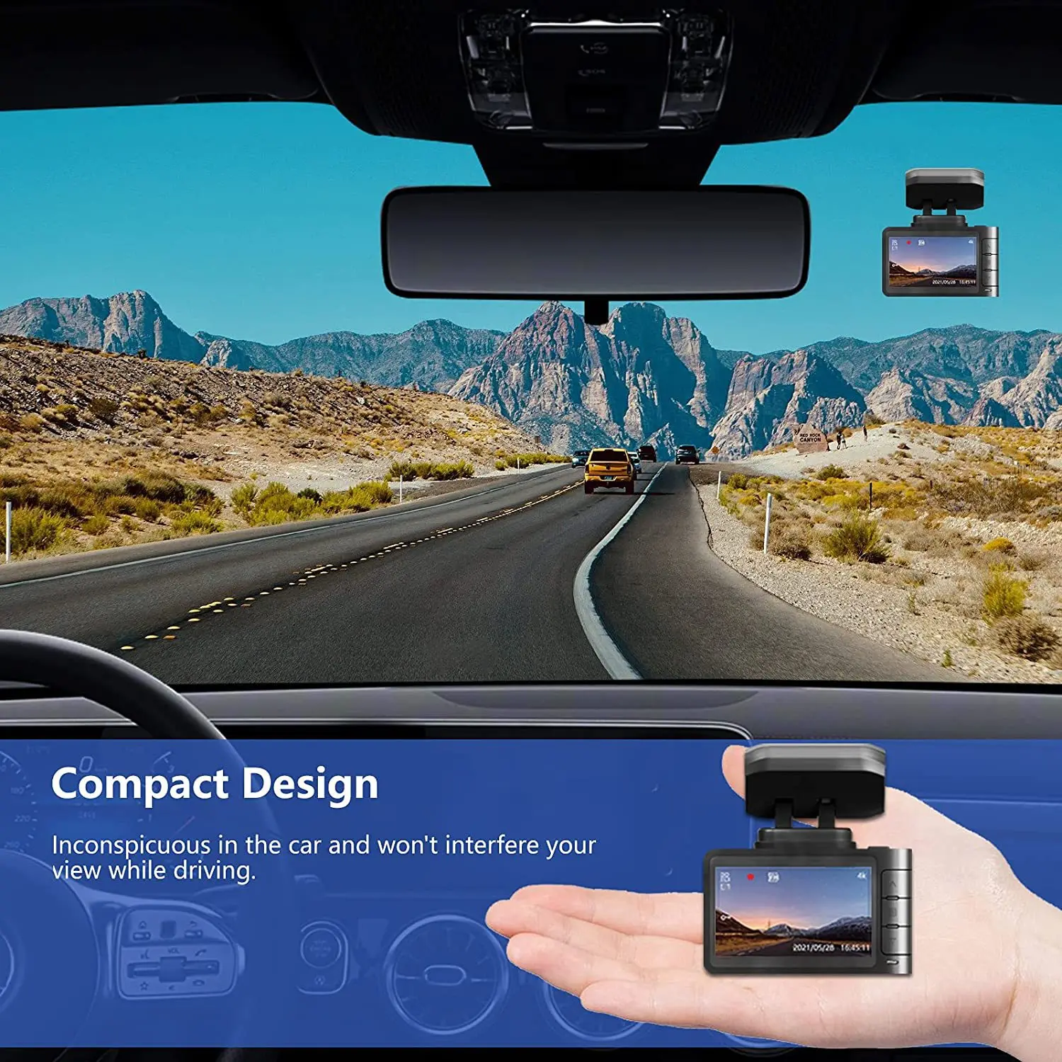 Novatek 96670 2-дюймовый видеорегистратор HD 4K с двумя объективами Автомобильный WiFi GPS автомобильный черный ящик камерой заднего вида 1080P