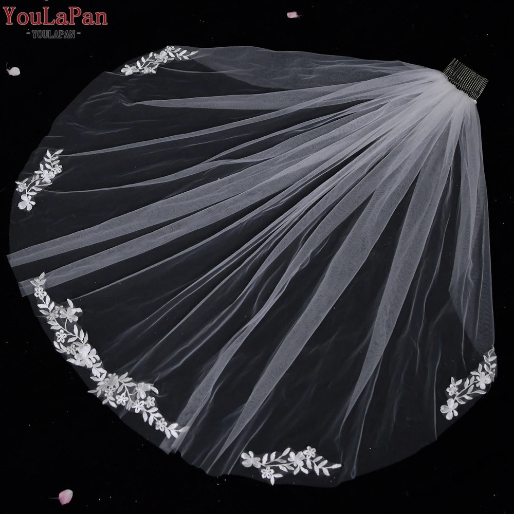  YouLaPan V104 хит продаж Однослойная свадебная вуаль из швейцарской марли с вышитыми