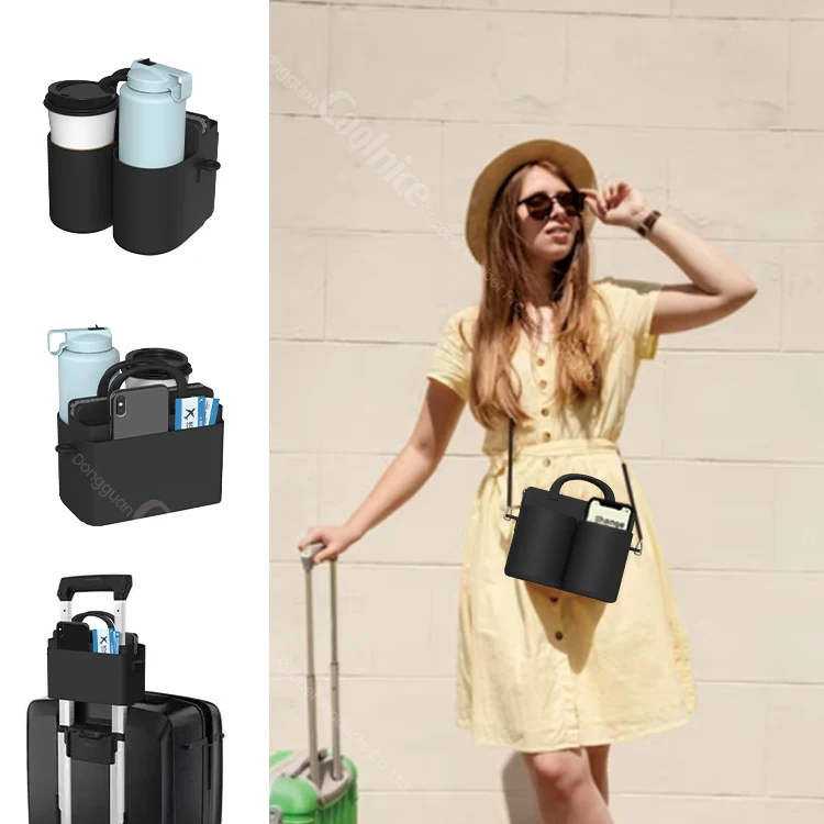 Free Hands Drink Caddy Luggage Travel Cup Holder Universal Suitcase Cup Holder luggage lever cup holder