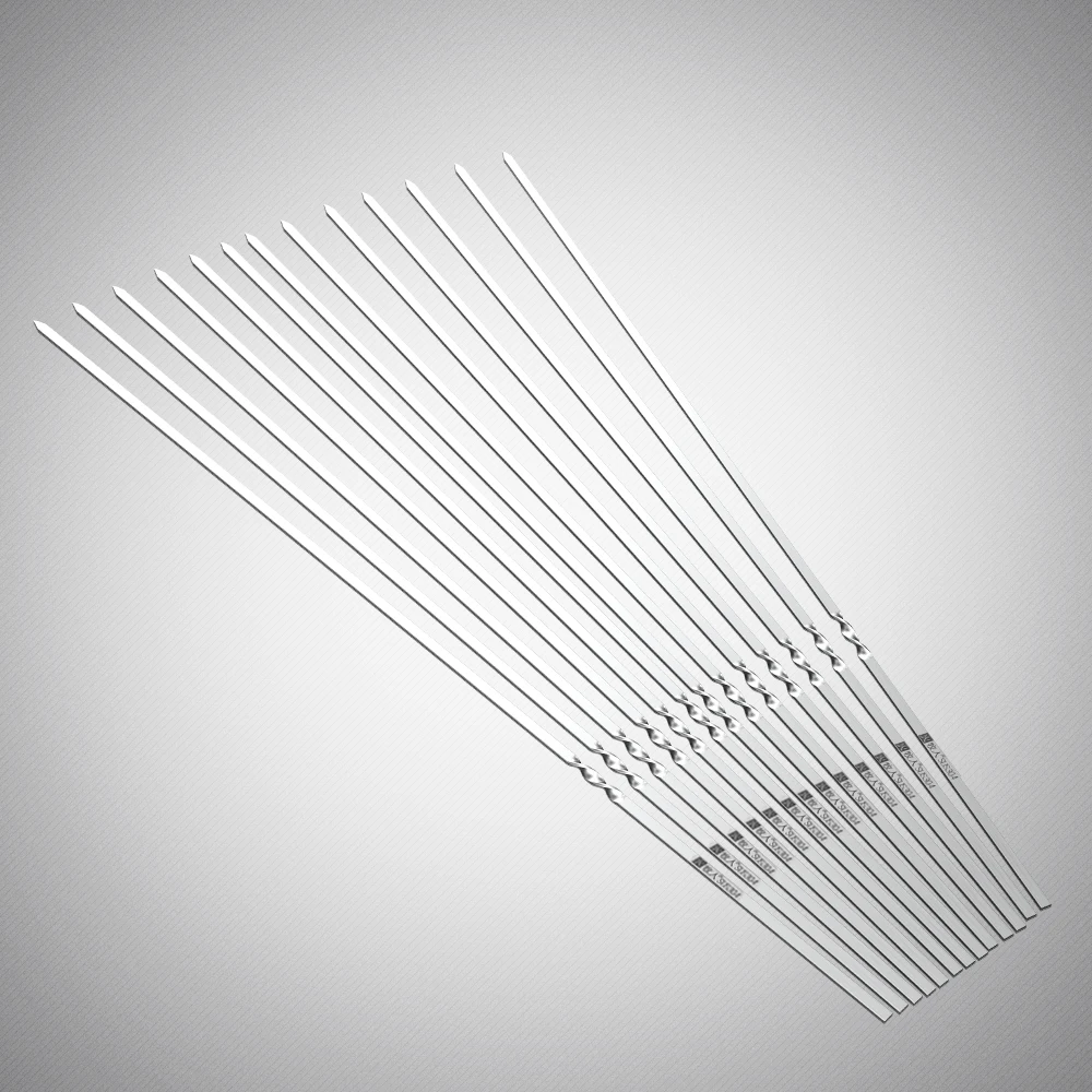 
10 Pieces New 16 Inches 40cm 304 Stainless Steel flat BBQ Skewer Long Metal Grilling Skewer Stick 
