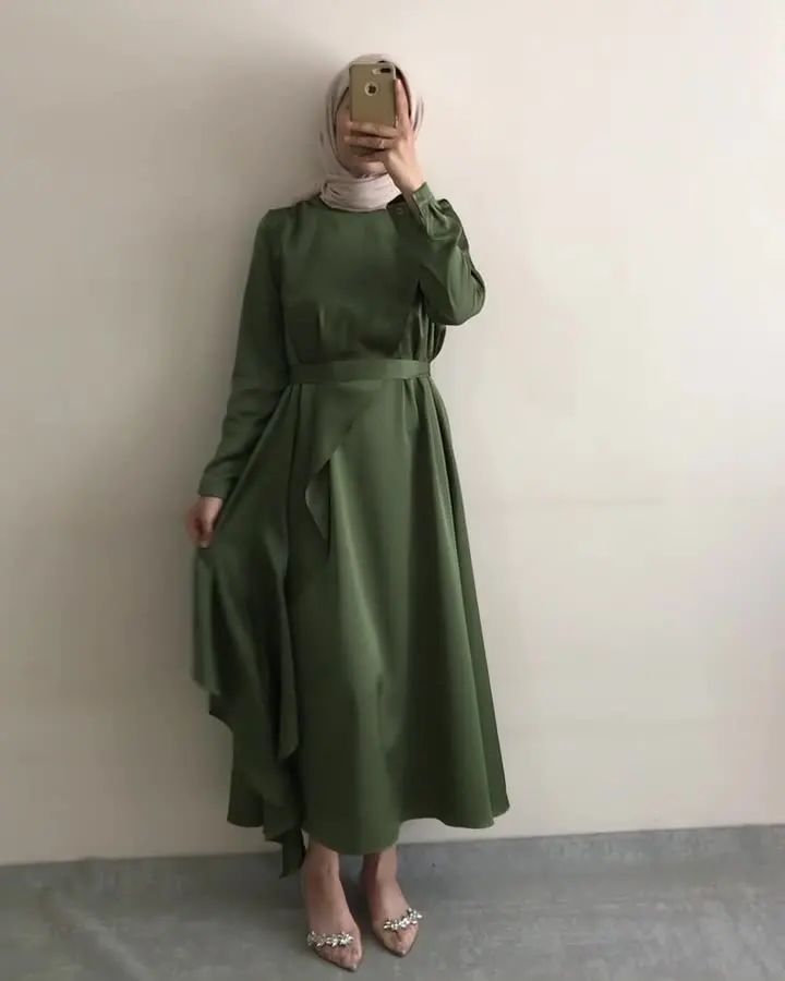 Top Selling Amazing Quality Nida Abaya with regular Sleeves Closed Abaya Modesty Dress with matching Belt