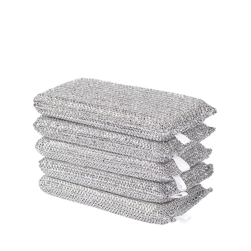 Custom Scrub Sponges Kitchen Dish Washing Dishes Non Scratch Heavy Duty Safe Durable Strong Cleaning Silver Scouring Pads