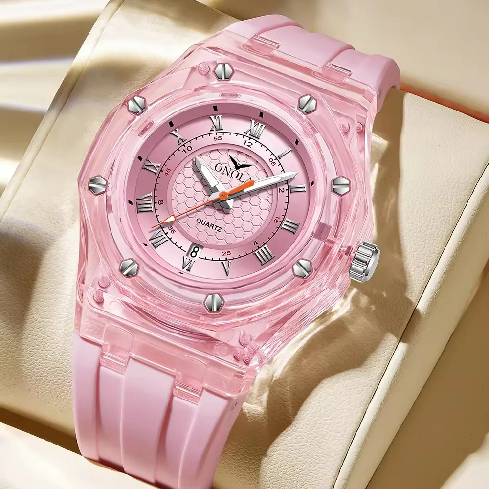 Onola 3857 Luxury Japan Quartz Movement Unisex Sport Fashion Watch For Couple Luminous Date Display Watches Silicone Strap reloj