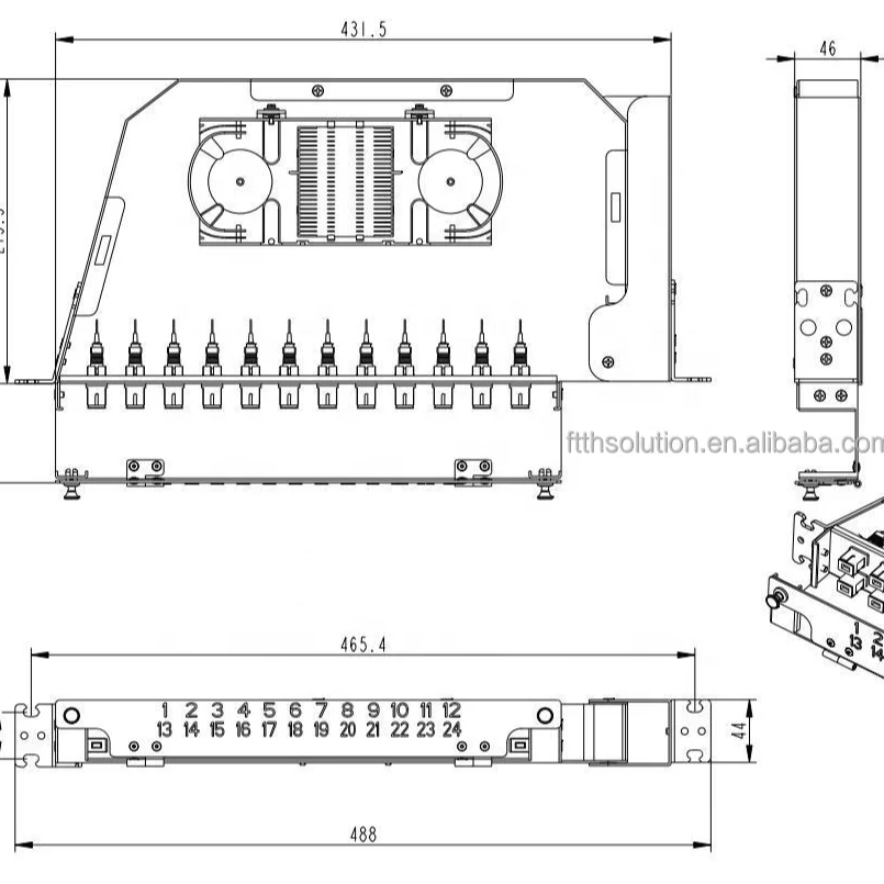 19 inch rack mount Rotatable 1U ODF  fibre optique ftth 24 port SC fiber patch panel