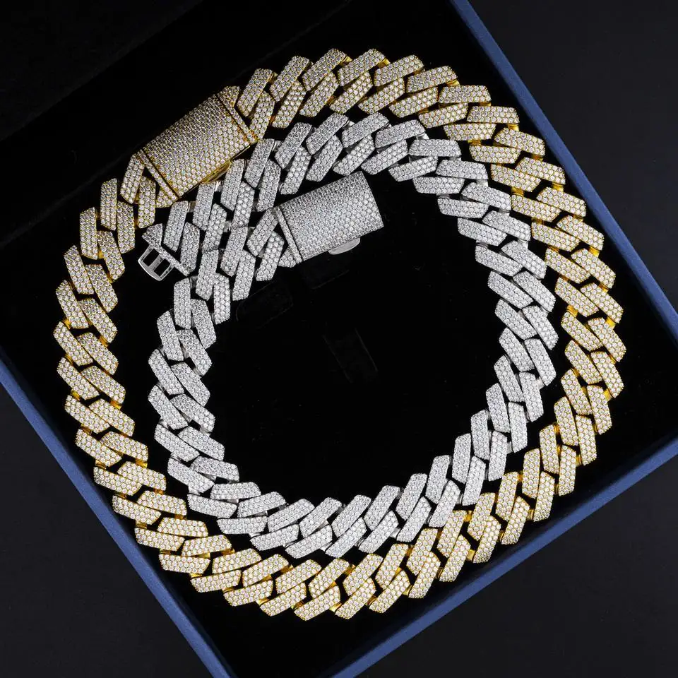 12mm 14K 18K Miami Street Style Cool Design Rapper Iced Out Hip Hop 7Inch - 30Inch Bling Gold Cuban Link Chains For Men