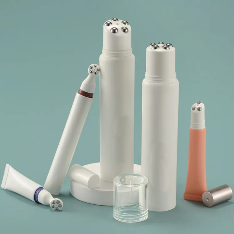 Custom Eye Cream Cosmetic squeeze Tube 20ml PE Soft Tube with Massage Applicator Metal ceramics Eye Cream Tube Packaging