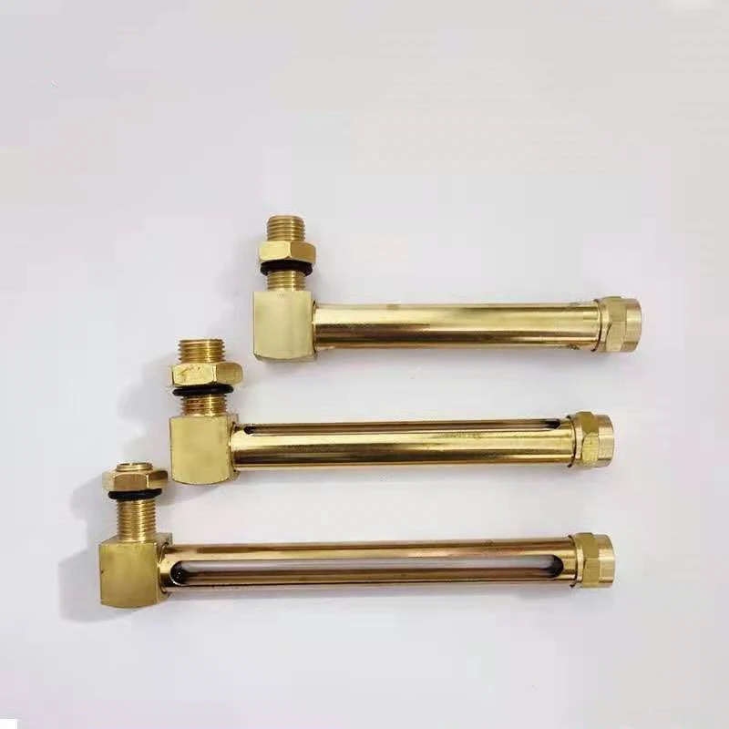 150MM L Type Brass Body Liquid Level Gauge Threaded Glass Tube Sight Glass Hexagon Connection Equal Head OEM Supported Oil NPT