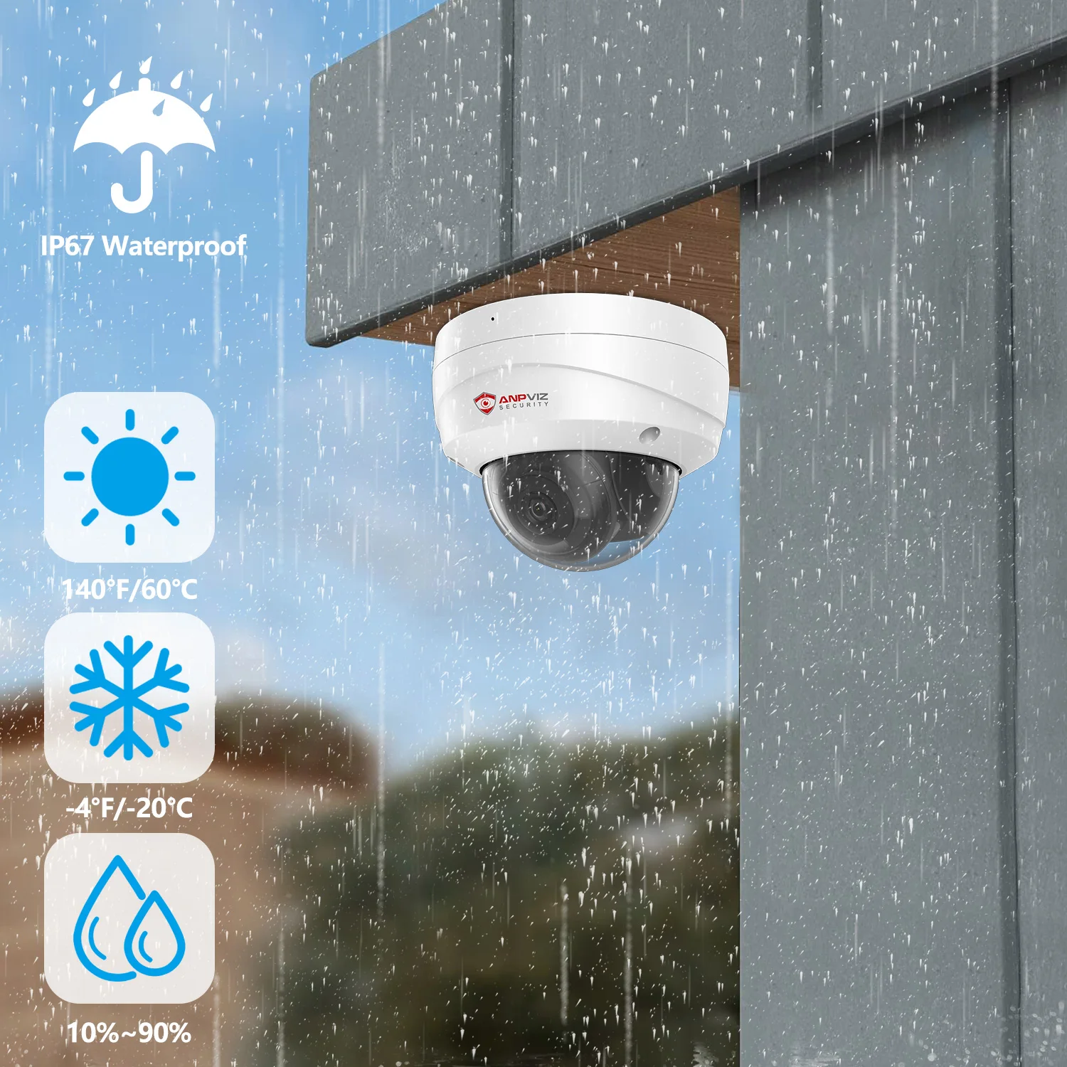 Anpviz 5MP POE IP Dome Camera Motion detection Built in SD Card Slot Audio 30M IR Range IP67 Waterproof WDR H265+
