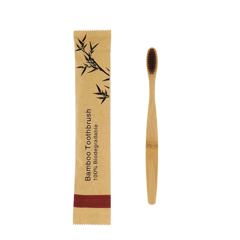 Wholesale Custom Wooden Toothbrush Biodegradable Bamboo Bambo Bambu  Eco friendly Kraft Paper Package