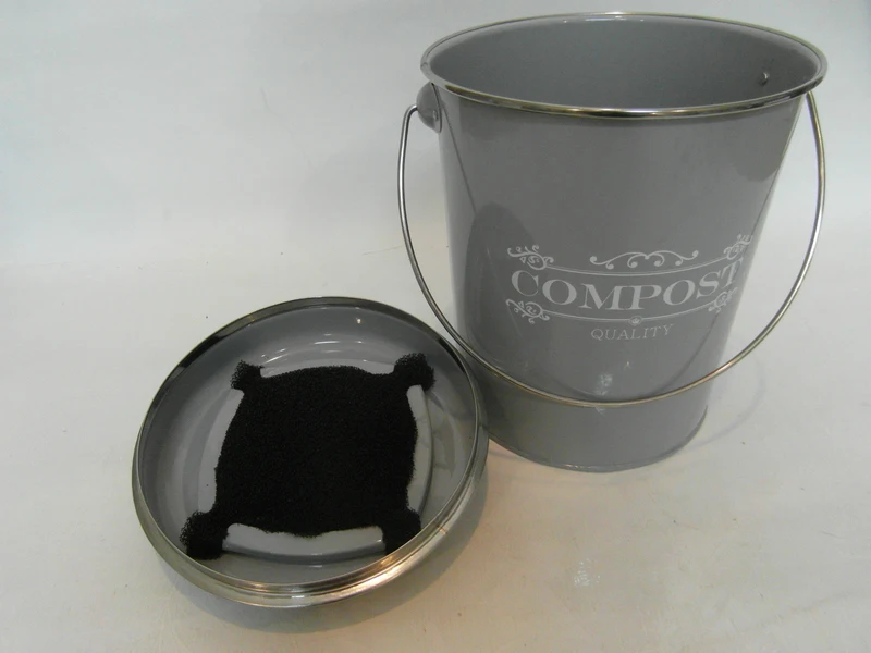 
Wholesale Garden or Home Indoor 1 Gallon Powder Coated Galvanized Steel Countertop Kitchen Compost Bin 