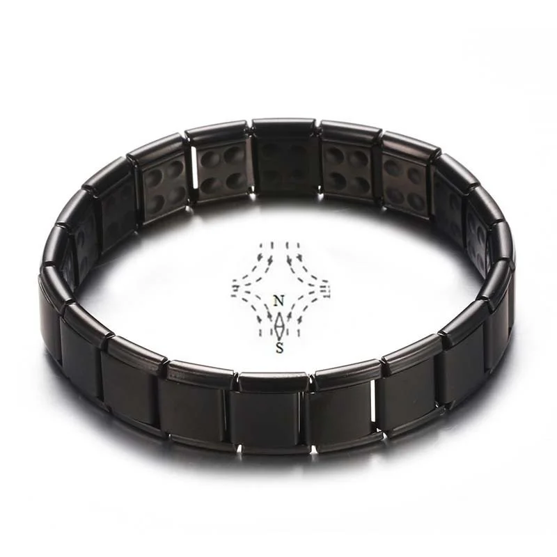 Stainless Steel Black Germanium Magnetic Couple Chain Bracelet Women Men Health Care Energy Jewelry Snoring Bracelet