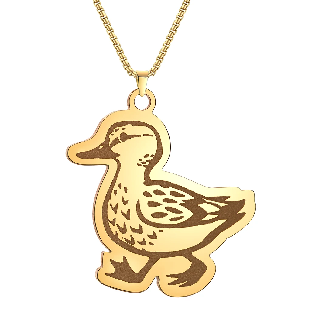 Cute Duck Walking Pendant Necklace For Women Children Jewelry Lovely Animal Gold Necklace Gift