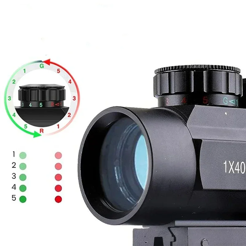 Red And Green Dot Sight 1x40 Outdoor Shooting Reflex Optical Convertible 11mm/20