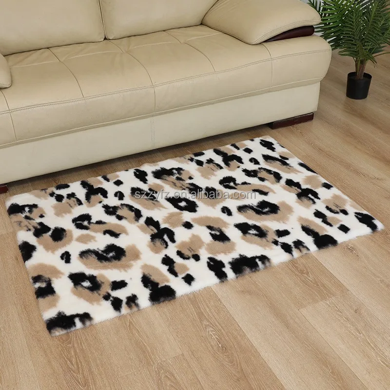 Bedroom non-slip Carpets And Rugs Cowhide Faux Fur Rug 3d Printed  Living Room Cow Print Plush Rabbit Fur Carpet Mat