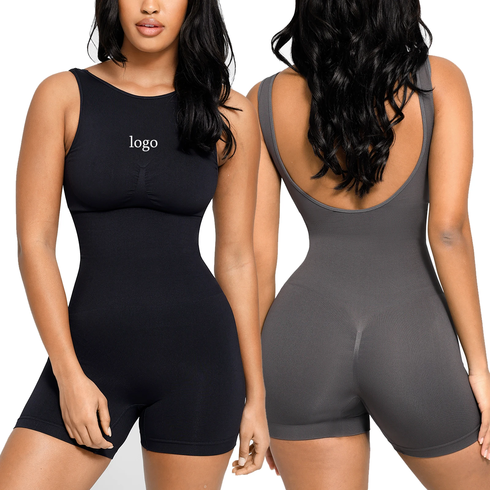 HEXIN Wholesale Custom Logo Street Wear High Quality One Piece Gym Sports Elastic Tight Backless Jumpsuit Women