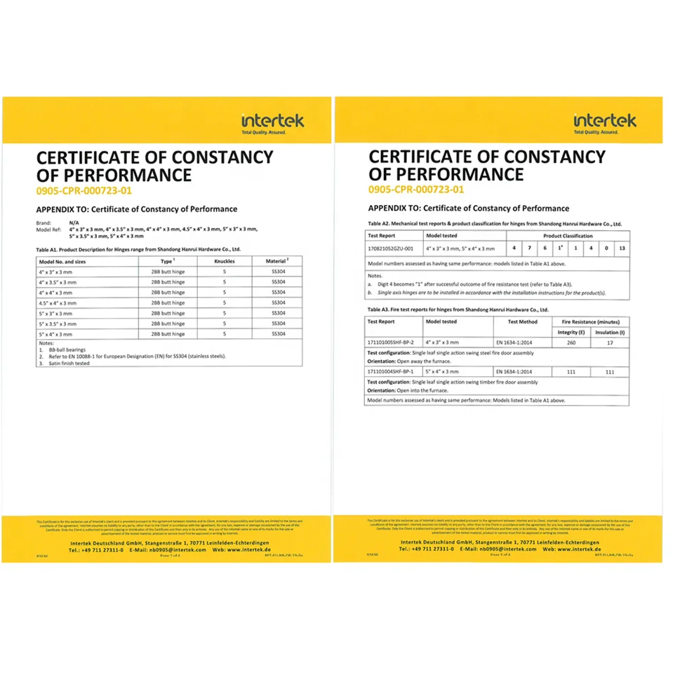 BS EN 1935 grade 13 HANRUI BRAND load bearing capacity up to 120kgs and durability tested to 20000 cycles for steel/timber door