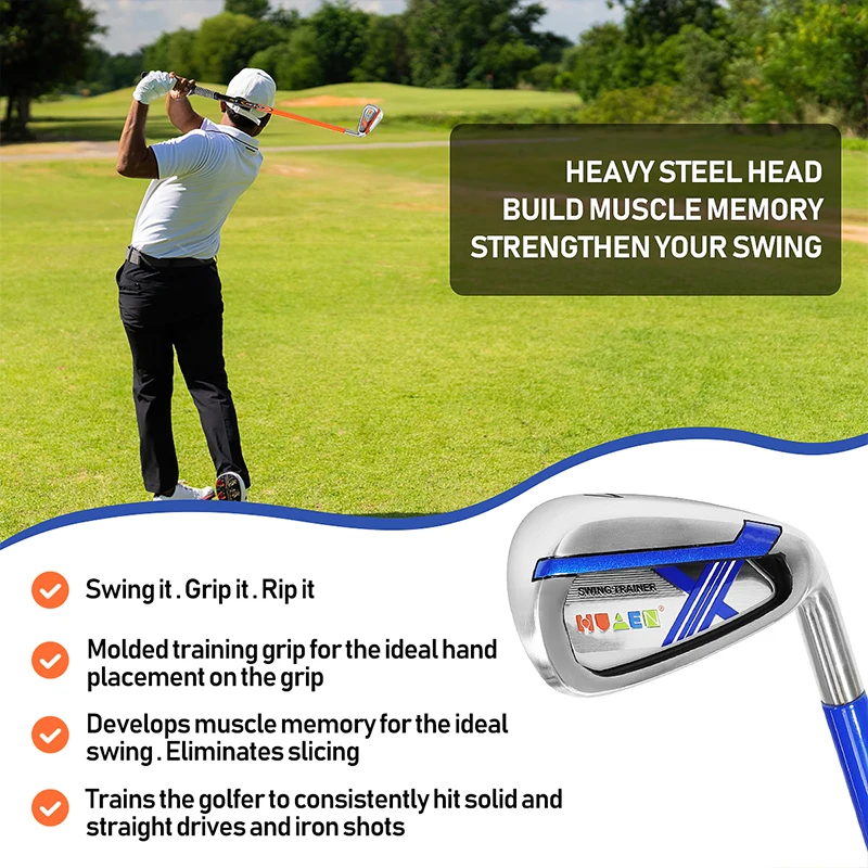 HUAEN Weighted Golf Swing Trainer Shortened 7 Iron Swing Trainer Golf Club Swing Trainer Aid to Improve Golf Shot Accuracy