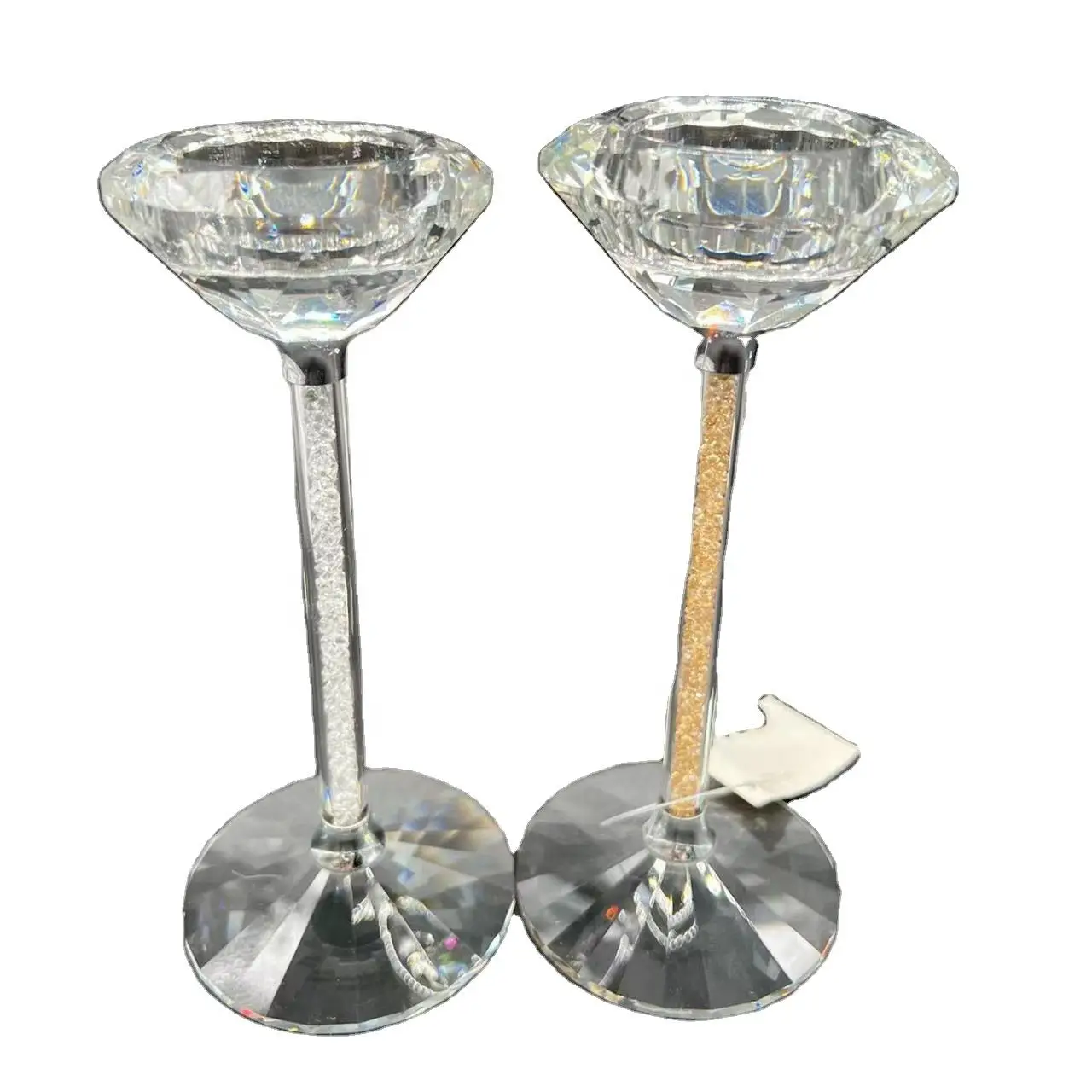 Factory Supply Wedding Or Party Home Table Decoration Crushed Diamond Crystal Glass Diamond Candle Holder