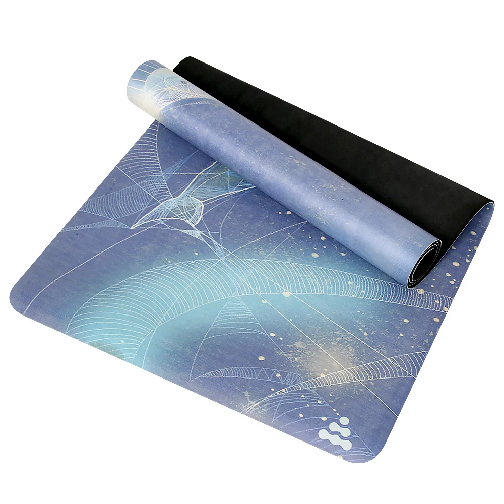 Eco Friendly PU Yoga Mat Made with Natural Rubber Bottom with Alignment Body Lines, Super Grip Non-Slip