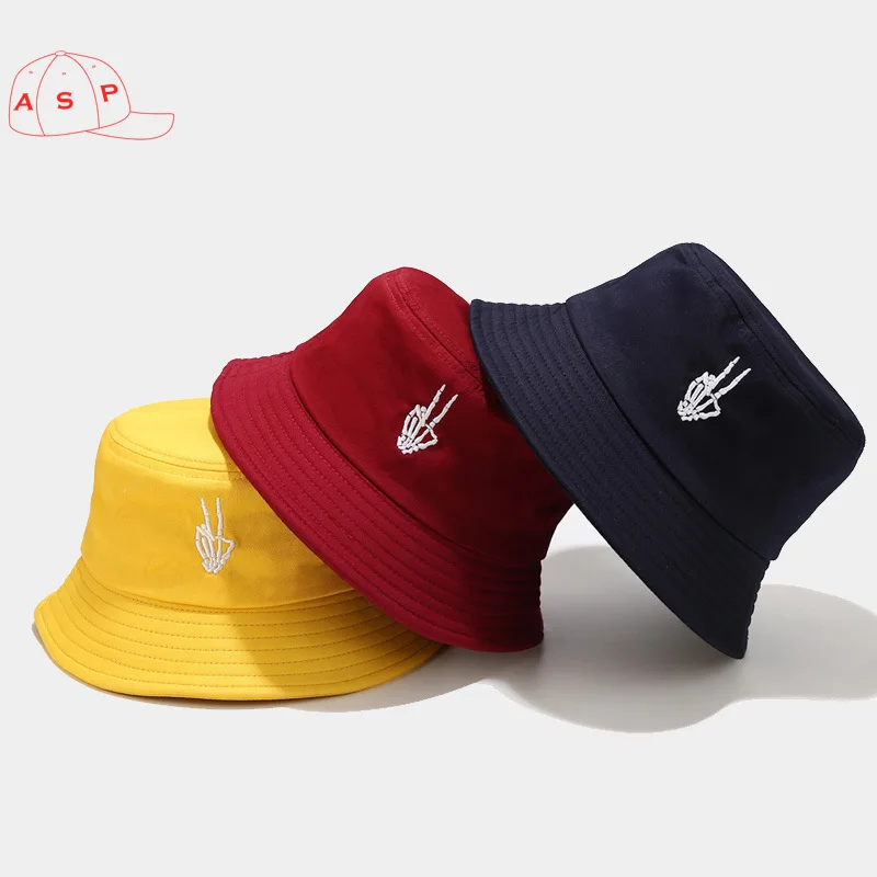 Bucket Hat Is A New Type Of European And American Skeleton Finger Embroidered Fisherman Hats Bucket Hat Wellhat