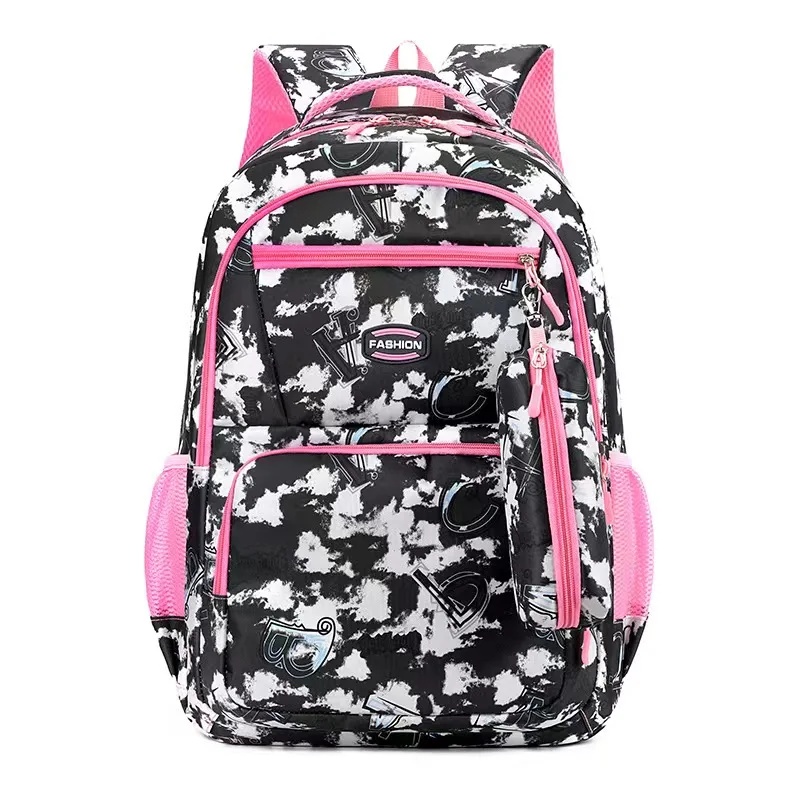 Primary Bow Knot Schoolbag With Rabbit Pendant For Girls Orthopaedics Kids Backpack Kawaii Waterproof School bag