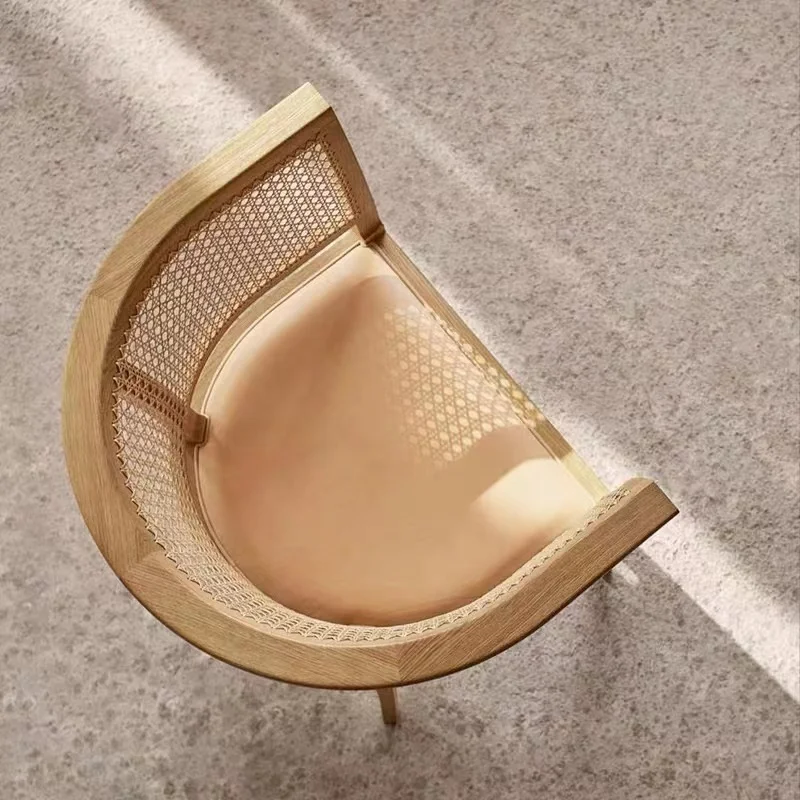 Morden Nordic woven cane black bamboo Rarran dinding chair wooden chair PU seat wicker for hotel dining chairs upholstered