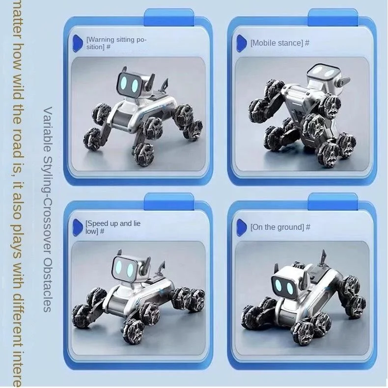 AiJH 2.4G Eight Wheels Remote Control Robot 13 Channel Smart Education Electronic Stunt Rc Robot Dog Toy
